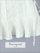 White Lace U-neck Mini Tank Dress lace detail dress, low waist minimalist pleated hem ruched mini dress Sun-Imperial United States