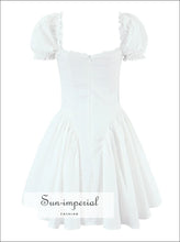 White Puff Sleeve Crop Top and Ball Gown Skirt Two-piece Set ball gown skirt, casual two piece outfit, coordinated set women, cotton blend