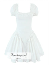 White Puff Sleeve Crop Top and Ball Gown Skirt Two-piece Set ball gown skirt, casual two piece outfit, coordinated set women, cotton blend