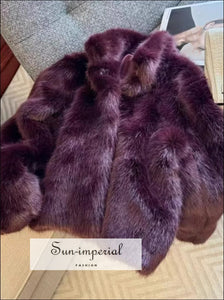 Women’s Deep Purple Shaggy Faux Fur Coat Sun-Imperial United States