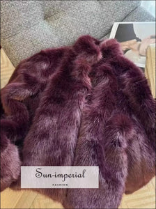 Women’s Deep Purple Shaggy Faux Fur Coat Sun-Imperial United States