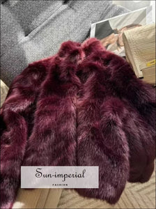 Women’s Deep Purple Shaggy Faux Fur Coat Sun-Imperial United States