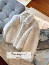 Winter Long Sleeve Light Gray Shaggy Faux Fur Coat Jacket Sun-Imperial United States