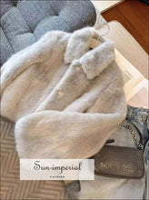 Winter Long Sleeve Light Gray Shaggy Faux Fur Coat Jacket Sun-Imperial United States