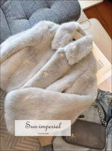 Winter Long Sleeve Light Gray Shaggy Faux Fur Coat Jacket Sun-Imperial United States