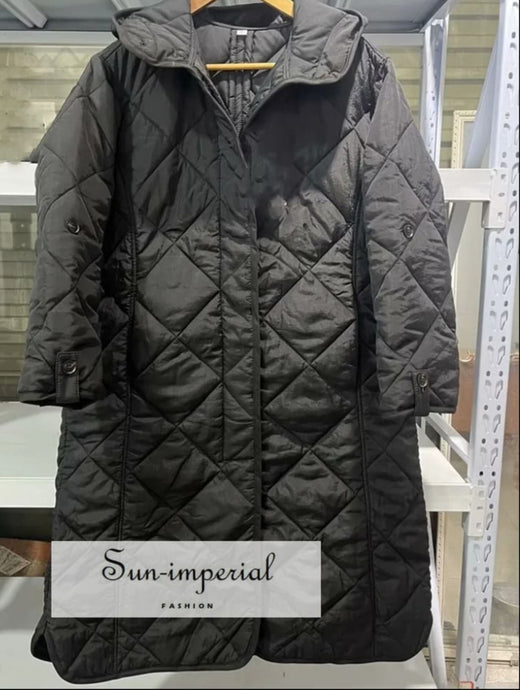 Women’s Winter Quilted Plaid Hooded Cotton Coat Sun-Imperial United States