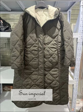 Women’s Winter Quilted Plaid Hooded Cotton Coat Sun-Imperial United States