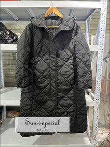 Women’s Winter Quilted Plaid Hooded Cotton Coat Sun-Imperial United States