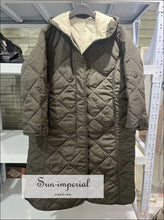 Women’s Winter Quilted Plaid Hooded Cotton Coat Sun-Imperial United States