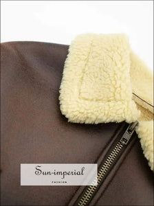 Women’s Brown Suede Cropped Jacket With Inside Fur Detail Sun-Imperial United States