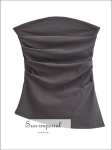 Women’s Solid Tube Top With Side Split And Ruched Detail Sun-Imperial United States