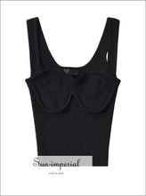 Women’s Knitted Tank Top With Wide Strap And Corset Style Detail Sun-Imperial United States