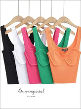 Women’s Knitted Tank Top With Wide Strap And Corset Style Detail Sun-Imperial United States