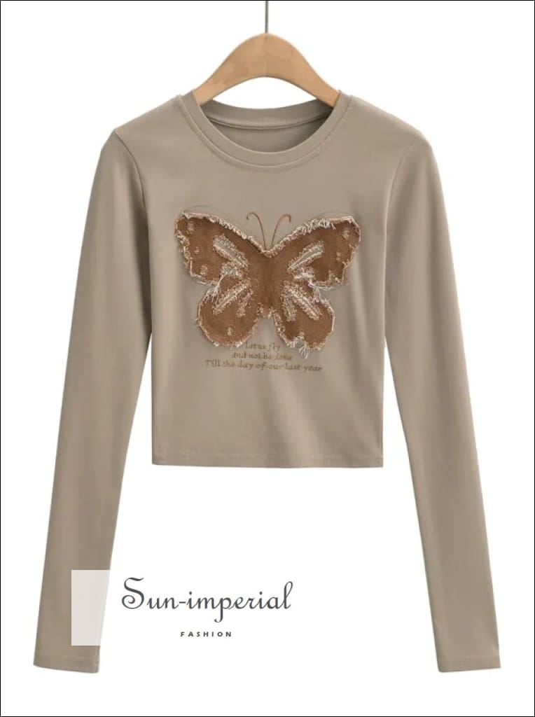 Women’s Long Sleeve Butterfly Print Top Sun-Imperial United States