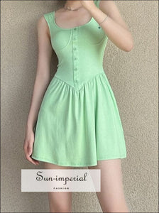 Women’s Corset Style Skater A-line Mini Dress With Buttons Detail Sun-Imperial United States