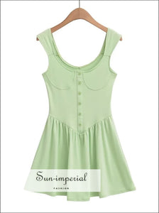 Women’s Corset Style Skater A-line Mini Dress With Buttons Detail Sun-Imperial United States