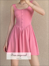 Women’s Corset Style Skater A-line Mini Dress With Buttons Detail Sun-Imperial United States