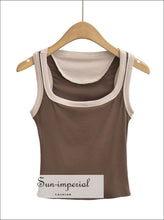 Women’s Contrast Cropped Tank Top With Cut Out Back Sun-Imperial United States