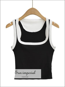 Women’s Contrast Cropped Tank Top With Cut Out Back Sun-Imperial United States