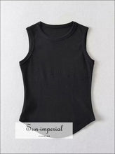 Women’s Sleeveless High Neck Tank Top With Contrast Stitch Detail Sun-Imperial United States