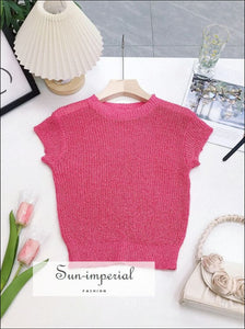 Women’s Crew Neck Sheer Short Sleeve Knitted Tank Top Sun-Imperial United States