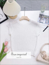Women’s Crew Neck Sheer Short Sleeve Knitted Tank Top Sun-Imperial United States