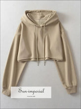 Women’s Drop Shoulder Cropped Hoodie Sweatshirt Sun-Imperial United States