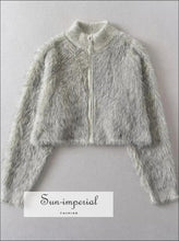 Women’s Fluffy Cropped Knitted Cardigan Sun-Imperial United States