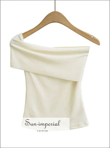 Women’s Fold Over Off Shoulder Asymmetric Top Sun-Imperial United States