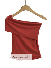 Women’s Fold Over Off Shoulder Asymmetric Top Sun-Imperial United States