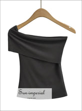 Women’s Fold Over Off Shoulder Asymmetric Top Sun-Imperial United States