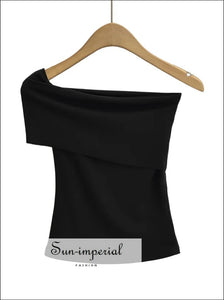 Women’s Fold Over Off Shoulder Asymmetric Top Sun-Imperial United States