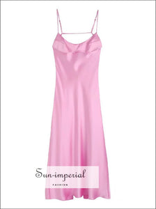 Sun-imperial - women light pink satin sling backless maxi dress with back slit detail Sun-Imperial Sun-imperial - women light pink satin sling backless maxi dress with back slit detail Sun-Imperial