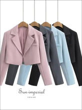 Women’s Padded Shoulders Cropped Blazer Sun-Imperial United States