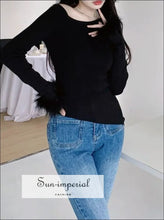 Women’s Asymmetric Knitted Jumper With Fur Cuff Detail Sun-Imperial United States
