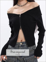 Women’s Oversized Dual Zipper Ribbed Cardigan Sun-Imperial United States