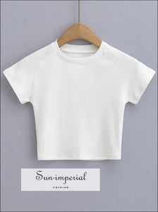 Women’s Short Sleeve Cropped Bodycon T-shirt Sun-Imperial United States