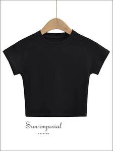 Women’s Short Sleeve Cropped Bodycon T-shirt Sun-Imperial United States