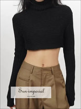 Women’s Turtle Neck Cropped Jumper Sweater Sun-Imperial United States