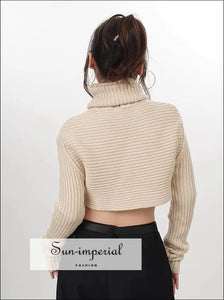 Women’s Turtle Neck Cropped Jumper Sweater Sun-Imperial United States