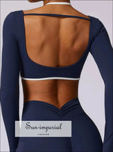Women’s Backless Long Sleeve Yoga Top – Breathable Fitness & Running Shirt athletic long sleeve crop top, backless yoga shirt women,