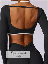 Women’s Backless Long Sleeve Yoga Top – Breathable Fitness & Running Shirt athletic long sleeve crop top, backless yoga shirt women,