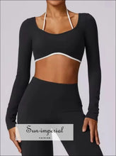 Women’s Backless Long Sleeve Yoga Top – Breathable Fitness & Running Shirt athletic long sleeve crop top, backless yoga shirt women,