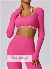 Women’s Backless Long Sleeve Yoga Top – Breathable Fitness & Running Shirt athletic long sleeve crop top, backless yoga shirt women,