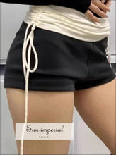Women’s Black And White Color Block Drawstring Shorts Sun - Imperial United States