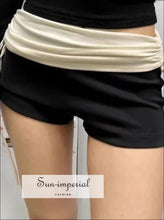 Women’s Black And White Color Block Drawstring Shorts Sun - Imperial United States