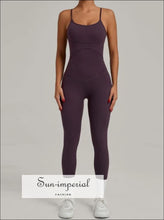 Women’s Cross Back Sports Jumpsuit – Slim Fit Fitness & Yoga One-piece cotton blend activewear, cross back workout suit, fitness bodysuit