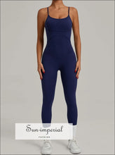 Women’s Cross Back Sports Jumpsuit – Slim Fit Fitness & Yoga One-piece cotton blend activewear, cross back workout suit, fitness bodysuit