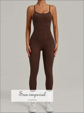 Women’s Cross Back Sports Jumpsuit – Slim Fit Fitness & Yoga One-piece cotton blend activewear, cross back workout suit, fitness bodysuit