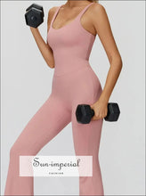 Women’s Cross-back Wide Leg Yoga Jumpsuit – One-piece Fitness Tracksuit cross back jumpsuit women, fitness tracksuit flared leg yoga suit,